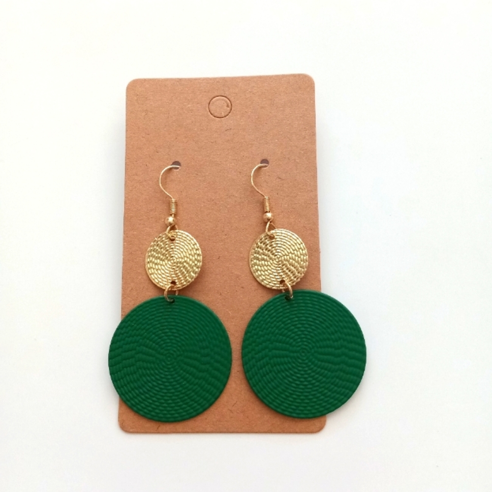 Green and Gold Dangle Earrings